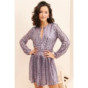 Anthropologie NEW Women's Size 2 Lilac Purple Sequined Open-Back Mini Dress NWT